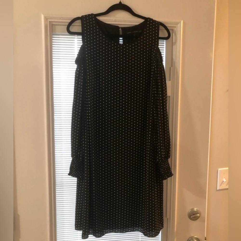 NWOT WHBM Cold Shoulder Polka Dot Lined Dress Size M